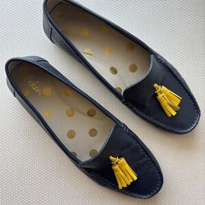 Boden Women's Navy and Yellow Tassel Loafers